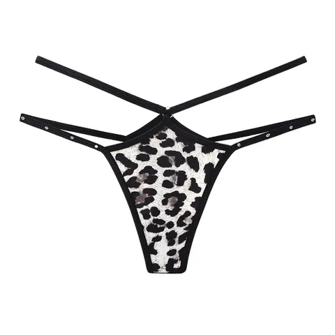 Quần Lót Lọt Khe Sexy Dây Cạp Chéo Đính Đá Lấp Lánh Gợi Cảm Thanh Lịch Quần Chip Nữ Da Báo Quyến Rũ - T363 Đen