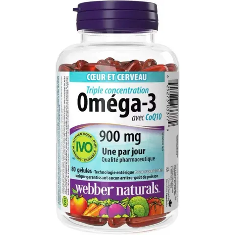 (Canada) Webber Naturals Omega-3 with CoQ10 80 Viên Chính Hãng EPA 600mg + DHA 300mg + CoQ10 Hỗ Trợ Tim Mạch, Não Bộ
