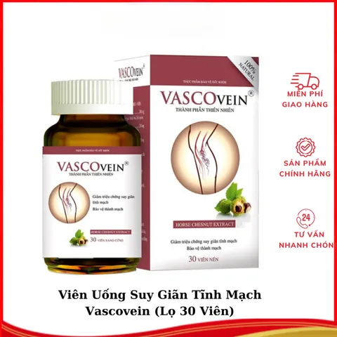 Viên Uống Suy Giãn Tĩnh Mạch Vascovein – Giảm Sưng Tê Nhức Chân, Hỗ Trợ Bảo Vệ Thành Mạch Lọ 30 Viên