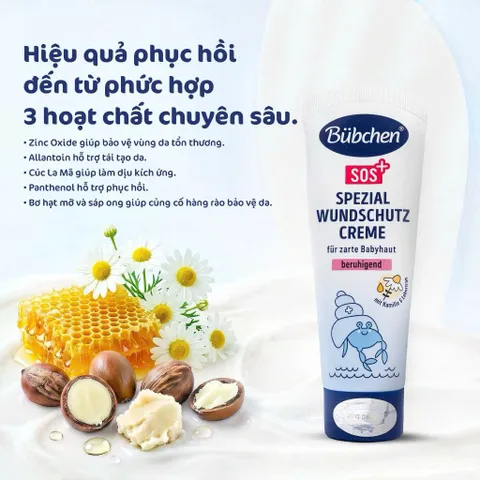 (Đức) Kem Hăm Bubchen Spezial Wundschutz Creme Chính Hãng Cho Bé Hỗ Trợ Bảo Vệ, Làm Dịu Và Phục Hồi Da Hăm Đỏ Rát