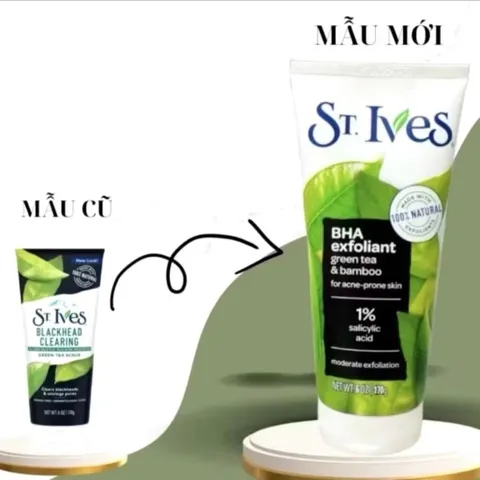 [ MẪU MỚI SẢN XUẤT 2025 ]  Sữa Rửa Mặt St.Ives trà xanh Tẩy Tế Bào Chết green tea 170g