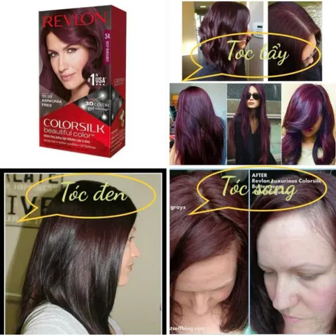 [ MÀU 34 ĐỎ TÍM ] Nhuộm tóc MỸ Revlon Colorsilk Deep Burgundy – Màu nhuộm Revlon số 34: Tone màu đỏ tím sậm 807104