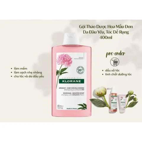 [ XẢ KHO ] Klorane Shampoo With Peony - Dầu Gội Chiết Xuất Hoa Mẫu Đơn Cho Da Đầu Khô & Ngứa 400ml 807115