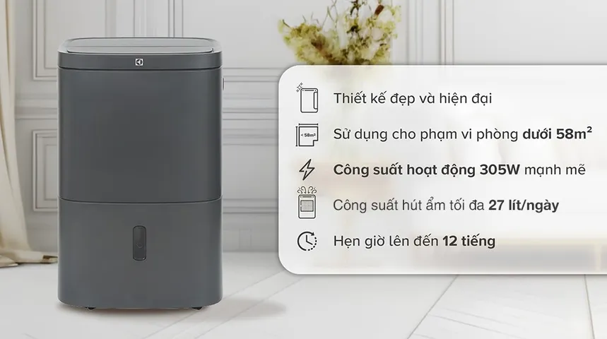 Máy hút ẩm kết hợp lọc không khí ELECTROLUX EDH14TRBD2 807354