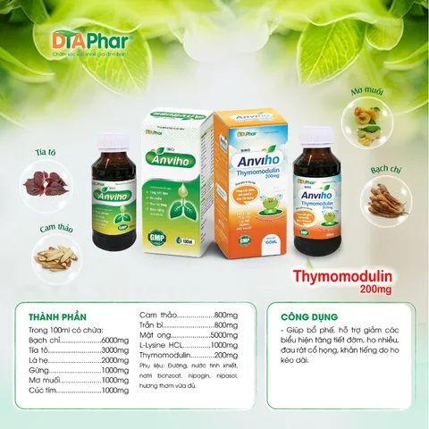 Không Vỏ Siro ho thảoo dược ANVIHO Dùng Được Cho Mẹ Bầu Và Trẻ Sơ Sinh, Chai 100ML