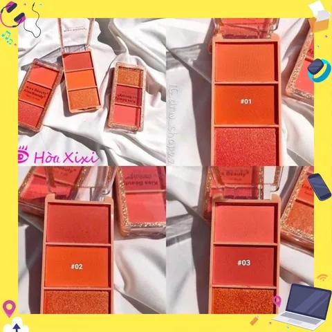Phấn má hồng 3 ngăn Kiss Beauty Peach of Blush 807609