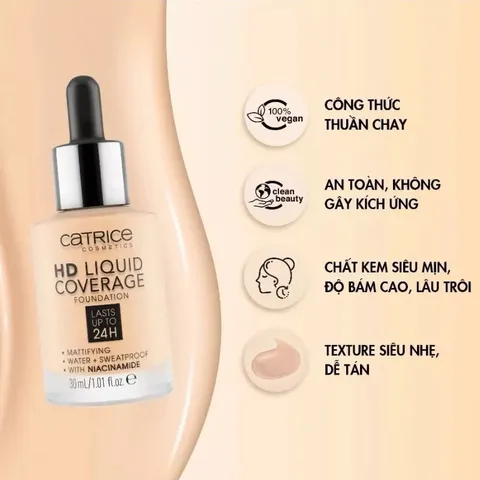 (CHÍNH HÃNG) Kem Nền Catrice FM1-2306-33 HD Liquid Coverage Kiềm Dầu 30ml 808213