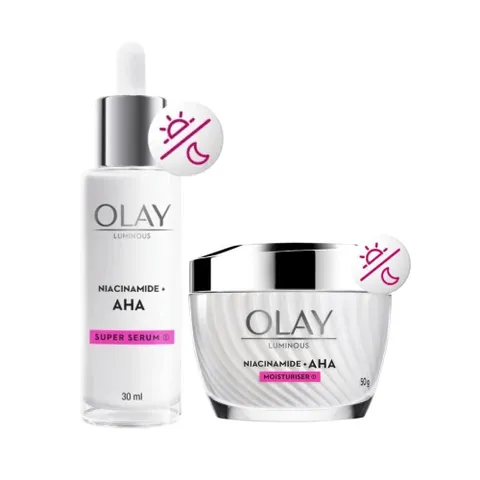 Combo Olay Luminous Niacinamide + AHA Moisturiser Giúp Trắng Da Mờ Thâm Nám [hàng nhập khẩu]