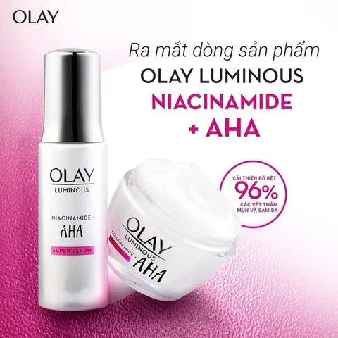 Combo Olay Luminous Niacinamide + AHA Moisturiser Giúp Trắng Da Mờ Thâm Nám [hàng nhập khẩu]