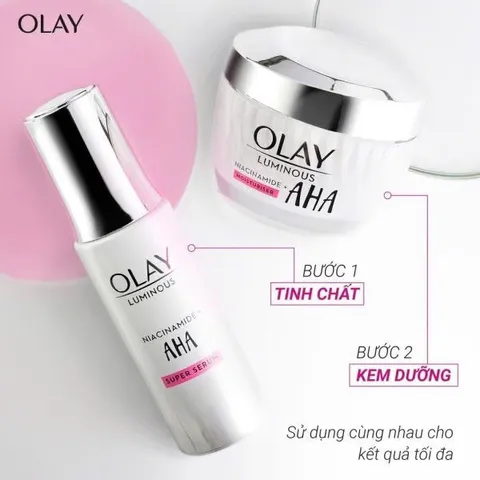 Combo Olay Luminous Niacinamide + AHA Moisturiser Giúp Trắng Da Mờ Thâm Nám [hàng nhập khẩu]