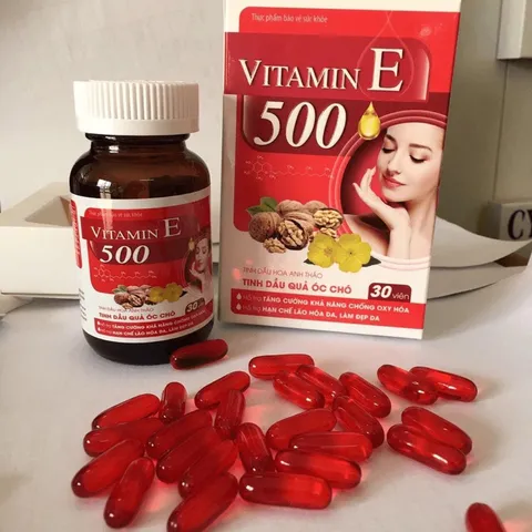 Vitamin E 500, E đỏ tinh dầu quả óc chó, chống oxy hóa, chốngg lãoo hóaa da, bổ sung vitamin e, sáng da, đẹp da