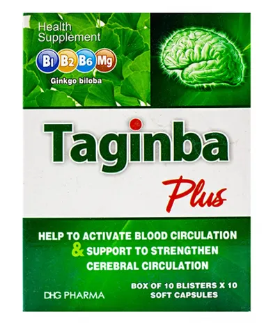 Taginba Plus (Hộp 100 viên) - Tăng tuần hoàn máu não, cải thiện trí nhớ