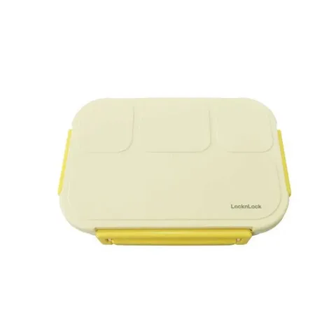 LocknLock Hộp Cơm Nhựa 4 Ngăn LCB951- 1L, Gioăng Silicone, Kèm Dĩa