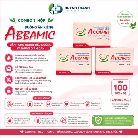 COMPO 3 HỘP ĐƯỜNG ĂN KIÊNG ABBAMIC DÀNH CHO NGƯỜI TIỂU ĐƯỜNG VÀ NGƯỜI GIẢM CẨN HỘP 100 GÓI