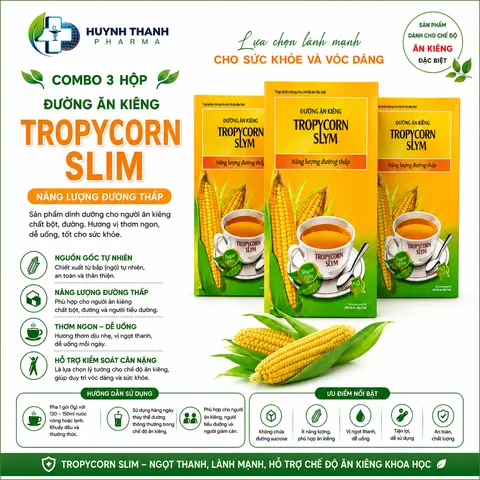COMPO 3 HỘP ĐƯỜNG ĂN KIÊNG TROPYCORN SLIM  DÀNH CHO NGƯỜI CÓ CHẾ ĐỘ ĂN ĐẶC BIỆT