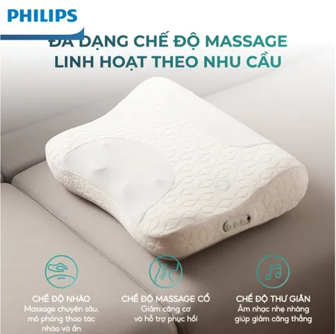 GỐI MASSAGE THƯ GIÃN KÈM LOA BLUETOOTH PHILIPS PPM3502N