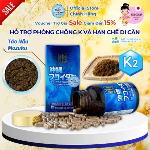 Fucoidan Xanh Okinawa Hỗ Trợ U Bướu - Hộp 180 Viên Tảo Biển Nhập Khẩu Chính Hãng Nhật Bản - Tăng Cường Sức Đề Kháng