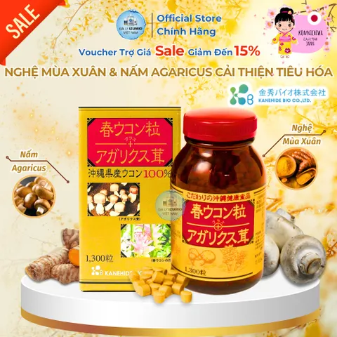 Viên Uống Tinh Chất Nghệ Nano Curcumin & Nấm Agaricus - Cải Thiện Dạ Dày, Hỗ Trợ Tiêu Hóa - Hộp 1300 Viên Chính Hãng Nhật Bản