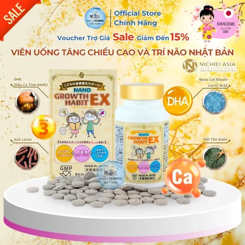 Viên Uống Tăng Chiều Cao Nano Growth Habit EX - Hỗ Trợ Phát Triển Trí Não & Canxi Cho Trẻ 3-16 Tuổi - Chính Hãng Nhật Bản