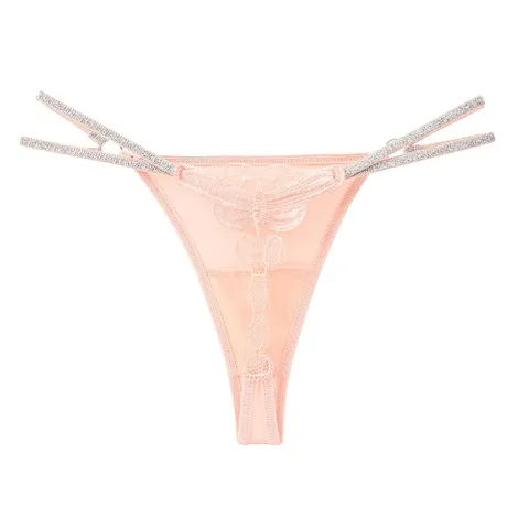 Quần Lót Lọt Khe Sexy Họa Tiết Bướm Quần Chip Nữ Phối Dây Lấp Lánh – T359 Nude
