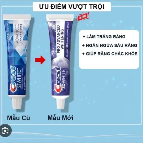 ( MẪU MỚI 147GR )  KEM ĐÁNH RĂNG CREST 3D WHITE ADVANCED TRIPLE WHITENING   NỘI ĐỊA MỸ 808468