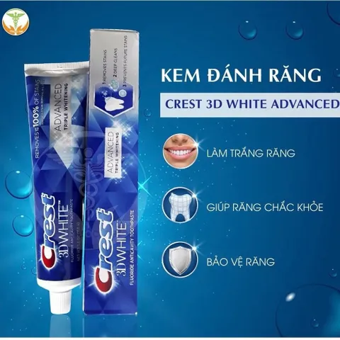 ( MẪU MỚI 147GR )  KEM ĐÁNH RĂNG CREST 3D WHITE ADVANCED TRIPLE WHITENING   NỘI ĐỊA MỸ 808468
