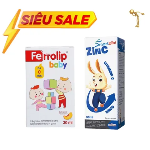 FERROLIP BABY Sắt Hữu Cơ Dạng Siro Nhỏ Giọt Hương Vị Đào Hộp 30ml Và Kẽm ZinC Smartbibi Hộp 30ml 808488