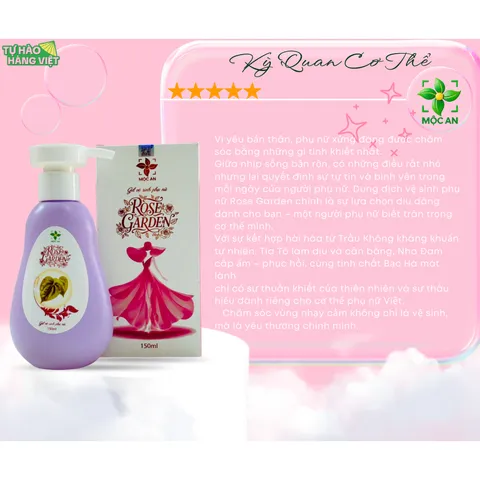 Dung Dịch Vệ Sinh ROSE GARDEN Thương Hiệu MỘC AN Thành Phần Lá Trầu Không, Nha Đam, Tía Tô, Bạc Hà
