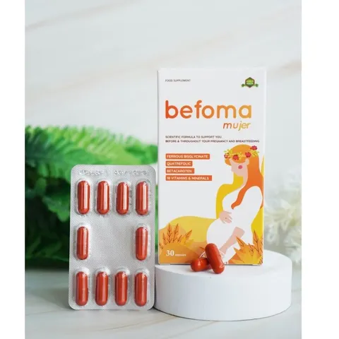 Befoma Hộp 30V Bổ sung Sắt hữu cơ , Axit folic thế hệ 4, vitamin Khoáng chất