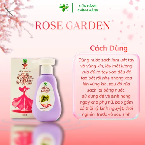 [MUA1TẶNG1] Dung Dịch Vệ Sinh ROSE GARDEN Hộp 150ml MỘC AN Từ Lá Trầu Không, Nha Đam, Tía Tô, Bạc Hà