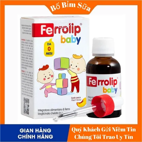 COMBO Sắt FERROLIP BABY Sắt Hữu Cơ Dạng Siro Vị Đào Hộp 30ml Và Kẽm ZinC Smartbibi Hộp 30ml Và Neo Kids Vitamin Cho Bé