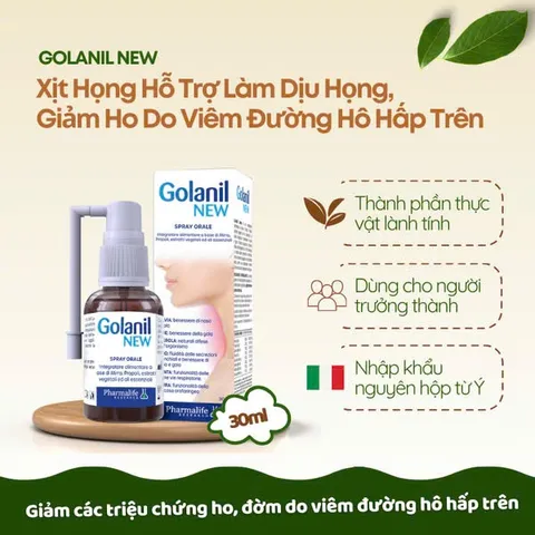 Golanil New Xịt Họng Hỗ Trợ Làm Dịu Họng, Giảm Ho Do Viêm Đường Hô Hấp Trên Chai 30ml 808499