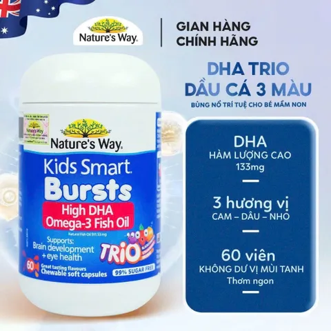 [ Chính Hãng ] Hộp 60 Viên DHA TriO Bổ Sung DHA CHo Bé Nature's Way Kids Smart Nhập Khẩu 808510