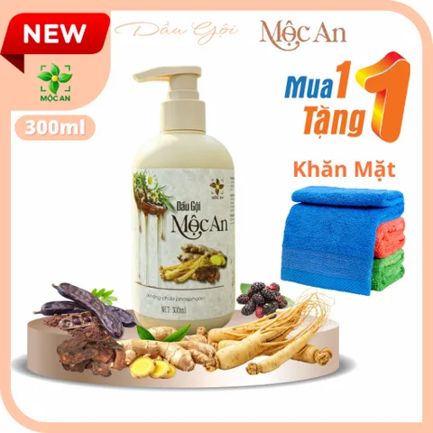 [ MUA 1 TẶNG 1 KHĂN MẶT CAO CẤP ] MỘC AN Dầu Gội Thiên Nhiên 300ml - Thành Phần Nhân Sâm Gừng Bồ Kết Hà Thủ Ô Bồ Hòn
