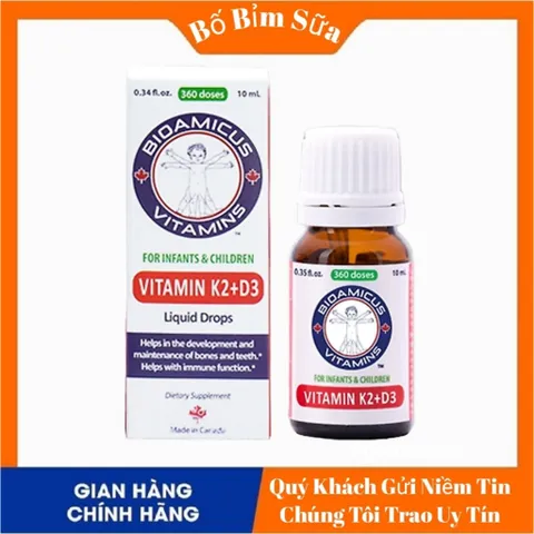 BioAmicus VITAMIN K2+D3 vitamin bao kép chống còi xương, giúp bé tăng chiều cao tối đa Lineabon