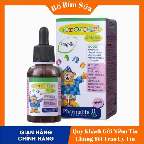 Fitobimbi Omega Junior  Bổ Sung Giúp Phát Triển Trí Não Cho Bé,Tốt Cho Mắt Hộp 30ml