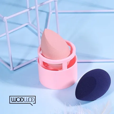Set 2 Bông Mút Trang Điểm Wodwod + 1 Hủ để bông cực xinh 809359
