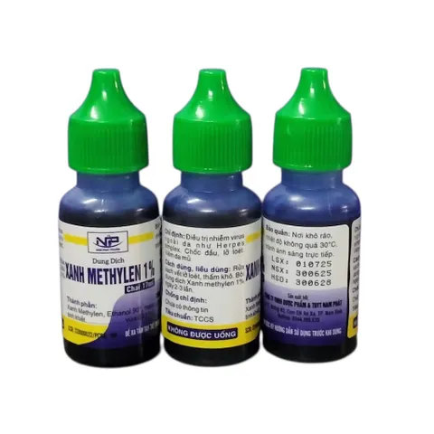 Dung dịch Xanh Methylen 1% (Chai 20ml) Dùng sát khuẩn nhẹ, phòng bệnh như Herpes simplex, chốc lở, lở loét, viêm da mủ.