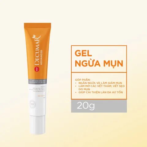 Gel ngừa mụn Decumar Advanced (Tuýp 20g) Giúp kháng khuẩn, giảm viêm, mờ thâm và ngăn ngừa sẹo mụn.
