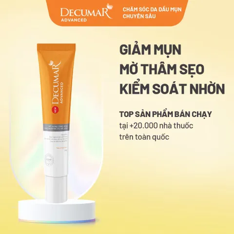 Gel ngừa mụn Decumar Advanced (Tuýp 20g) Giúp kháng khuẩn, giảm viêm, mờ thâm và ngăn ngừa sẹo mụn.