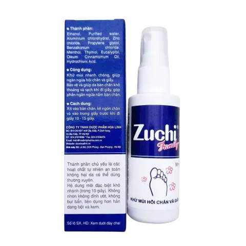Xịt khử mùi hôi chân và giày Zuchi Family chai 50ml
