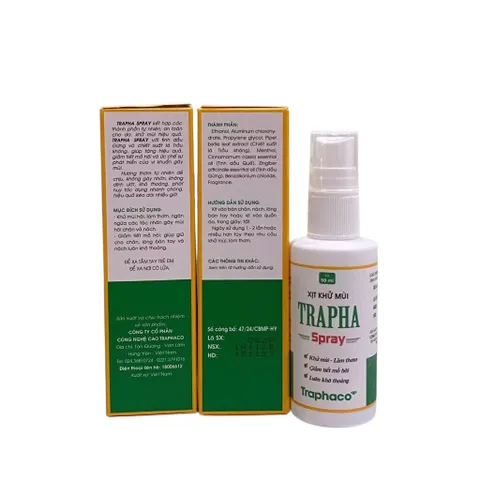 Xịt khử mùi Trapha Spray (Chai 50ml) Giúp khử mùi hôi, giảm tiết mồ hôi và giúp giữ khô thoáng cho vùng nách
