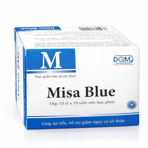 Viên uống Misa Blue (Hộp 100 viên) hỗ trợ lợi tiểu, giúp giảm các triệu chứng tiểu buốt, giảm nguy cơ sỏi thận, sỏi mật.