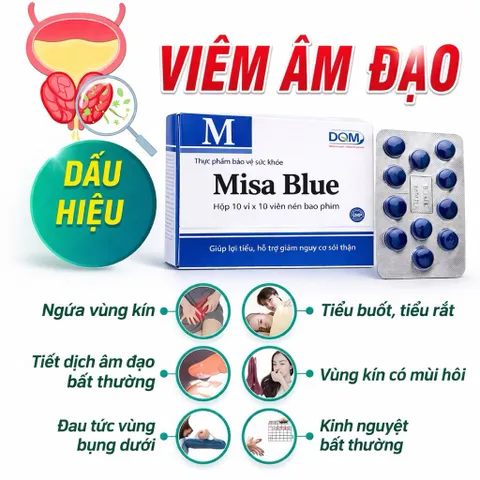 Viên uống Misa Blue (Hộp 100 viên) hỗ trợ lợi tiểu, giúp giảm các triệu chứng tiểu buốt, giảm nguy cơ sỏi thận, sỏi mật.