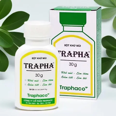 Bột khử mùi Trapha (Chai 30g) Giúp khử mùi hôi nách, hôi chân, và làm khô thoáng vùng da tiết nhiều mồ hôi.