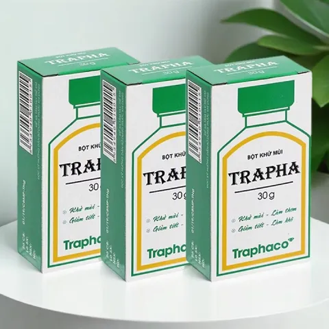 Bột khử mùi Trapha (Chai 30g) Giúp khử mùi hôi nách, hôi chân, và làm khô thoáng vùng da tiết nhiều mồ hôi.