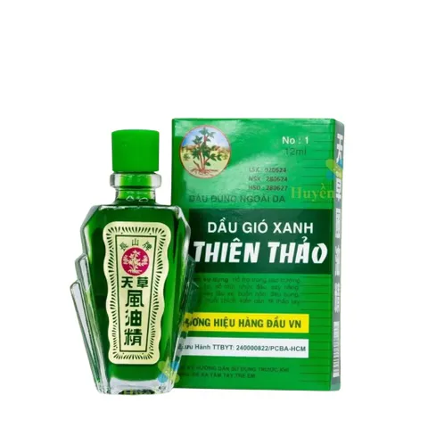 Dầu gió xanh Thiên Thảo (Chai 12ml) Hỗ trợ giảm cảm cúm, ho, sổ mũi, nhức đầu, say nắng, trúng gió
