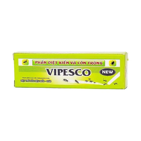 Phấn diệt kiến và côn trùng VIPESCO New (Hộp 2 viên phấn) Dùng để diệt trừ kiến và các côn trùng khác.