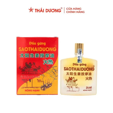 Dầu Gừng Thái Dương (Chai 24ml) giúp giảm đau nhức, cảm lạnh và giữ ấm cơ thể.
