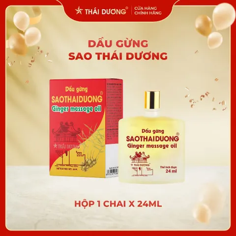 Dầu Gừng Thái Dương (Chai 24ml) giúp giảm đau nhức, cảm lạnh và giữ ấm cơ thể.